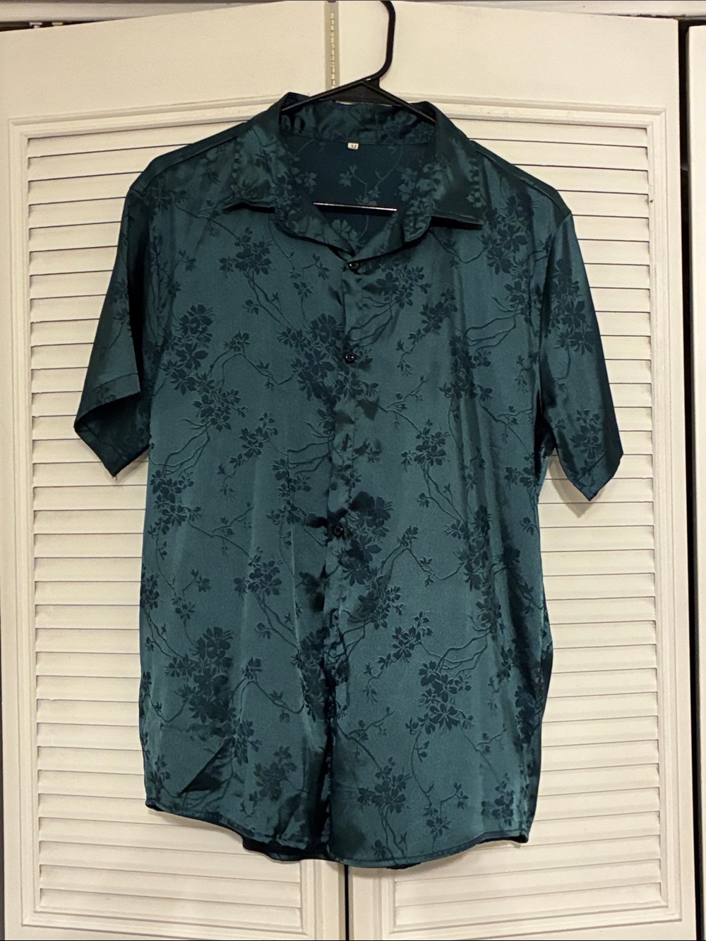 Men's Teal Floral Short-Sleeve Button-Up Shirt